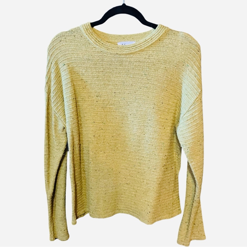 Yellow Ribbed Knit Sweater